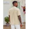 imageCOOFANDY Mens Casual Button Down Shirt Short Sleeve Textured Summer Cuban Beach ShirtsKhaki