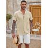 imageCOOFANDY Mens Casual Button Down Shirt Short Sleeve Textured Summer Cuban Beach ShirtsKhaki