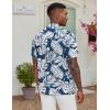 imageCOOFANDY Mens Casual Button Down Shirt Short Sleeve Textured Summer Cuban Beach ShirtsLeavesblue  White