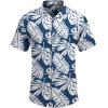 imageCOOFANDY Mens Casual Button Down Shirt Short Sleeve Textured Summer Cuban Beach ShirtsLeavesblue  White