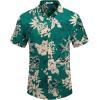 imageCOOFANDY Mens Casual Button Down Shirt Short Sleeve Textured Summer Cuban Beach ShirtsLeavesdark Green