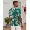 imageCOOFANDY Mens Casual Button Down Shirt Short Sleeve Textured Summer Cuban Beach ShirtsLeavesdark Green