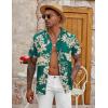 imageCOOFANDY Mens Casual Button Down Shirt Short Sleeve Textured Summer Cuban Beach ShirtsLeavesdark Green