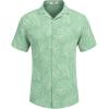 imageCOOFANDY Mens Casual Button Down Shirt Short Sleeve Textured Summer Cuban Beach ShirtsLeaveslight Green
