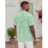 imageCOOFANDY Mens Casual Button Down Shirt Short Sleeve Textured Summer Cuban Beach ShirtsLeaveslight Green