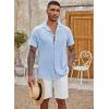 imageCOOFANDY Mens Casual Button Down Shirt Short Sleeve Textured Summer Cuban Beach ShirtsLight Blue