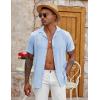 imageCOOFANDY Mens Casual Button Down Shirt Short Sleeve Textured Summer Cuban Beach ShirtsLight Blue