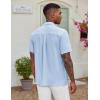 imageCOOFANDY Mens Casual Button Down Shirt Short Sleeve Textured Summer Cuban Beach ShirtsLight Blue