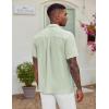 imageCOOFANDY Mens Casual Button Down Shirt Short Sleeve Textured Summer Cuban Beach ShirtsLight Green