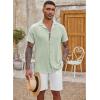 imageCOOFANDY Mens Casual Button Down Shirt Short Sleeve Textured Summer Cuban Beach ShirtsLight Green