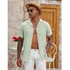 imageCOOFANDY Mens Casual Button Down Shirt Short Sleeve Textured Summer Cuban Beach ShirtsLight Green