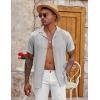 imageCOOFANDY Mens Casual Button Down Shirt Short Sleeve Textured Summer Cuban Beach ShirtsLight Grey