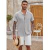imageCOOFANDY Mens Casual Button Down Shirt Short Sleeve Textured Summer Cuban Beach ShirtsLight Grey