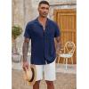 imageCOOFANDY Mens Casual Button Down Shirt Short Sleeve Textured Summer Cuban Beach ShirtsNavy Blue
