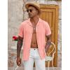 imageCOOFANDY Mens Casual Button Down Shirt Short Sleeve Textured Summer Cuban Beach ShirtsPink