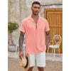 imageCOOFANDY Mens Casual Button Down Shirt Short Sleeve Textured Summer Cuban Beach ShirtsPink