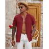 imageCOOFANDY Mens Casual Button Down Shirt Short Sleeve Textured Summer Cuban Beach ShirtsWine Red