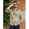 imageCOOFANDY Mens Casual Button Down Shirts Long Sleeve Untucked Shirts Regular Fit Linen ShirtArmy Green