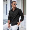imageCOOFANDY Mens Casual Button Down Shirts Long Sleeve Untucked Shirts Regular Fit Linen ShirtBlack