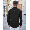 imageCOOFANDY Mens Casual Button Down Shirts Long Sleeve Untucked Shirts Regular Fit Linen ShirtBlack