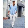 imageCOOFANDY Mens Casual Button Down Shirts Long Sleeve Untucked Shirts Regular Fit Linen ShirtBlue