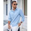 imageCOOFANDY Mens Casual Button Down Shirts Long Sleeve Untucked Shirts Regular Fit Linen ShirtBlue
