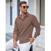 imageCOOFANDY Mens Casual Button Down Shirts Long Sleeve Untucked Shirts Regular Fit Linen ShirtBrown
