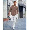 imageCOOFANDY Mens Casual Button Down Shirts Long Sleeve Untucked Shirts Regular Fit Linen ShirtBrown