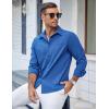 imageCOOFANDY Mens Casual Button Down Shirts Long Sleeve Untucked Shirts Regular Fit Linen ShirtDark Blue