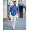 imageCOOFANDY Mens Casual Button Down Shirts Long Sleeve Untucked Shirts Regular Fit Linen ShirtDark Blue