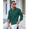 imageCOOFANDY Mens Casual Button Down Shirts Long Sleeve Untucked Shirts Regular Fit Linen ShirtDark Green
