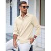 imageCOOFANDY Mens Casual Button Down Shirts Long Sleeve Untucked Shirts Regular Fit Linen ShirtKhaki