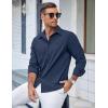 imageCOOFANDY Mens Casual Button Down Shirts Long Sleeve Untucked Shirts Regular Fit Linen ShirtNavy Blue