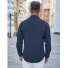 imageCOOFANDY Mens Casual Button Down Shirts Long Sleeve Untucked Shirts Regular Fit Linen ShirtNavy Blue