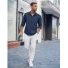 imageCOOFANDY Mens Casual Button Down Shirts Long Sleeve Untucked Shirts Regular Fit Linen ShirtNavy Blue
