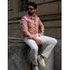 imageCOOFANDY Mens Casual Button Down Shirts Long Sleeve Untucked Shirts Regular Fit Linen ShirtPink