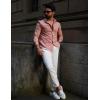 imageCOOFANDY Mens Casual Button Down Shirts Long Sleeve Untucked Shirts Regular Fit Linen ShirtPink