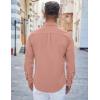 imageCOOFANDY Mens Casual Button Down Shirts Long Sleeve Untucked Shirts Regular Fit Linen ShirtPink
