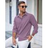 imageCOOFANDY Mens Casual Button Down Shirts Long Sleeve Untucked Shirts Regular Fit Linen ShirtPurple
