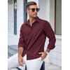 imageCOOFANDY Mens Casual Button Down Shirts Long Sleeve Untucked Shirts Regular Fit Linen ShirtRed