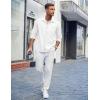 imageCOOFANDY Mens Casual Button Down Shirts Long Sleeve Untucked Shirts Regular Fit Linen ShirtWhite