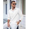 imageCOOFANDY Mens Casual Button Down Shirts Long Sleeve Untucked Shirts Regular Fit Linen ShirtWhite