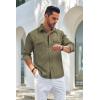 imageCOOFANDY Mens Casual Button Down Shirts Long Sleeve WrinkleFree Shirt Lightweight Shirt JacketArmy Green