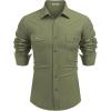 imageCOOFANDY Mens Casual Button Down Shirts Long Sleeve WrinkleFree Shirt Lightweight Shirt JacketArmy Green