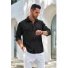 imageCOOFANDY Mens Casual Button Down Shirts Long Sleeve WrinkleFree Shirt Lightweight Shirt JacketBlack