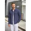 imageCOOFANDY Mens Casual Button Down Shirts Long Sleeve WrinkleFree Shirt Lightweight Shirt JacketDenim Blue