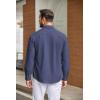 imageCOOFANDY Mens Casual Button Down Shirts Long Sleeve WrinkleFree Shirt Lightweight Shirt JacketDenim Blue