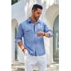 imageCOOFANDY Mens Casual Button Down Shirts Long Sleeve WrinkleFree Shirt Lightweight Shirt JacketLight Blue