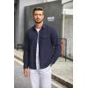 imageCOOFANDY Mens Casual Button Down Shirts Long Sleeve WrinkleFree Shirt Lightweight Shirt JacketNavy Blue