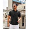 imageCOOFANDY Mens Casual Button Down Shirts Short Sleeve Beach Summer Shirt Vacation Wedding Shirts with PocketBlack